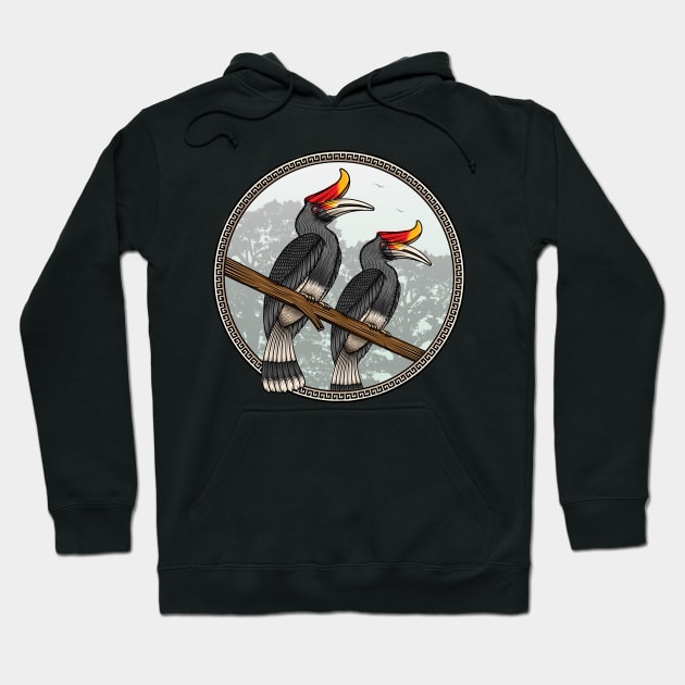 hornbill beautiful bird Hoodie by Mako Design 